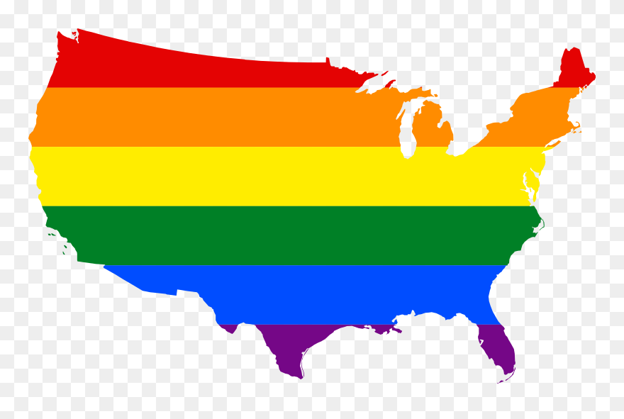 Lgbt Flag Map Of The United States Of America - Lgbt United States Clipart