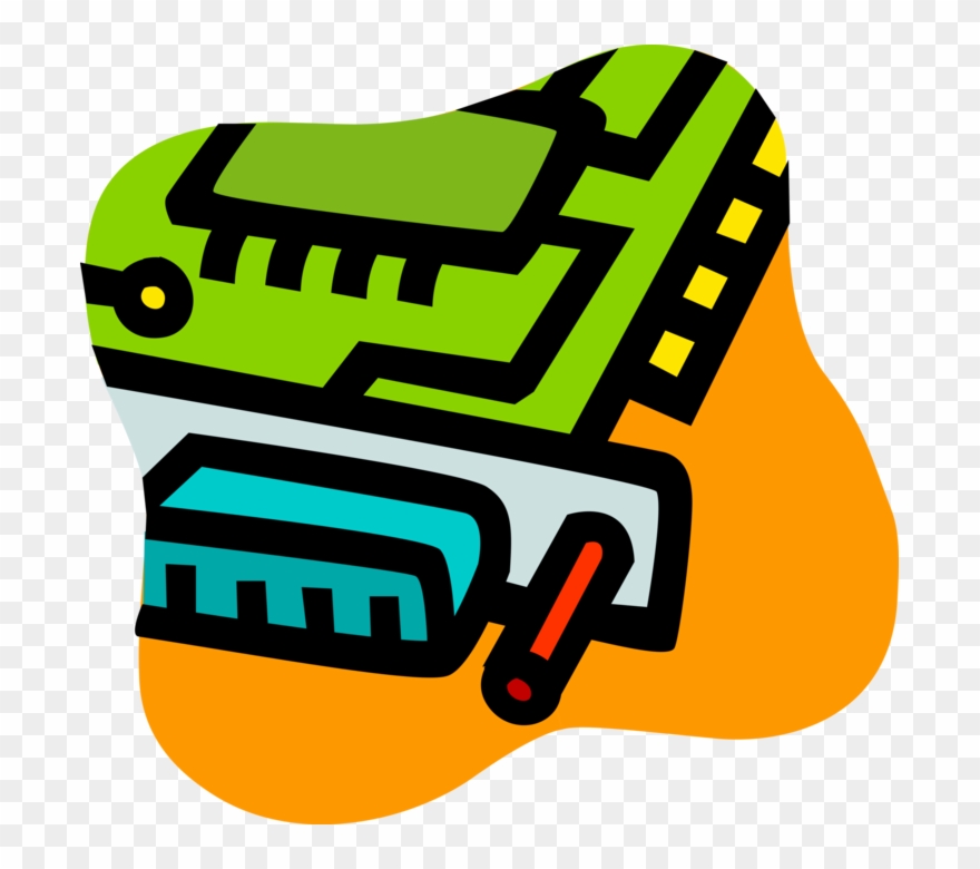 Vector Illustration Of Computer Printed Circuit Board Clipart