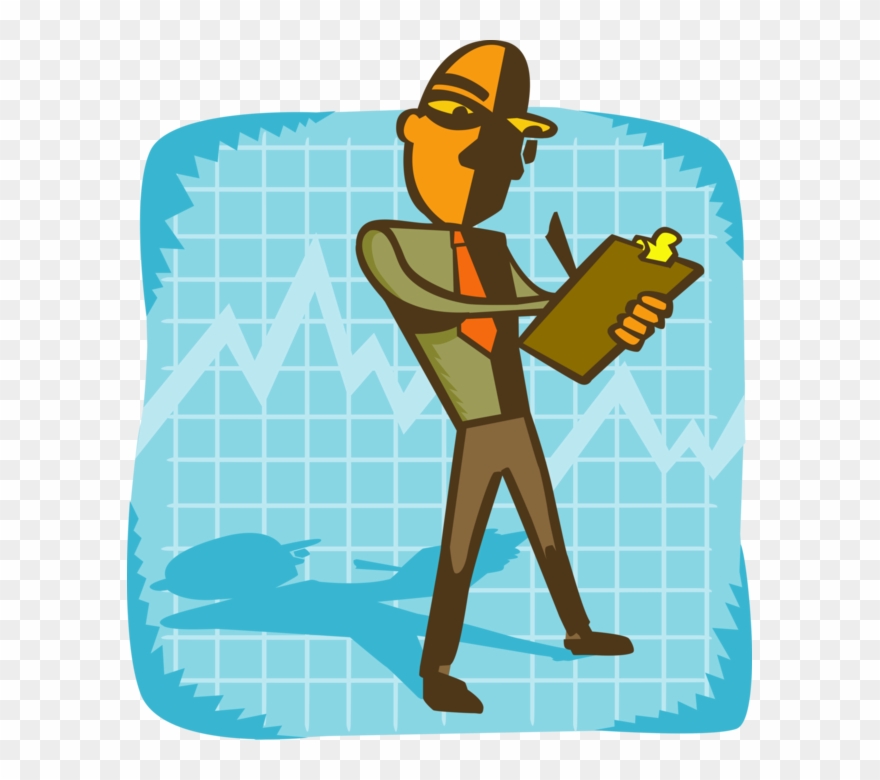 Vector Illustration Of Businessman On Graph With Clipboard - Technical Writing Gif - Png Download