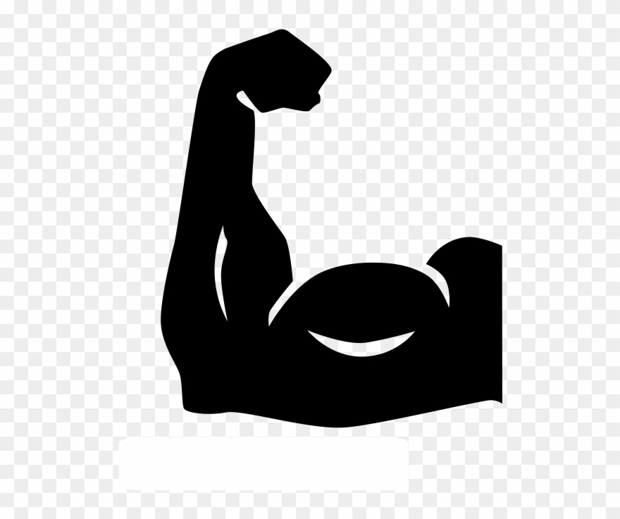 Transparent Muscles Arm Logo Banner Black And White - Muscle Arm Silhouette Png Clipart