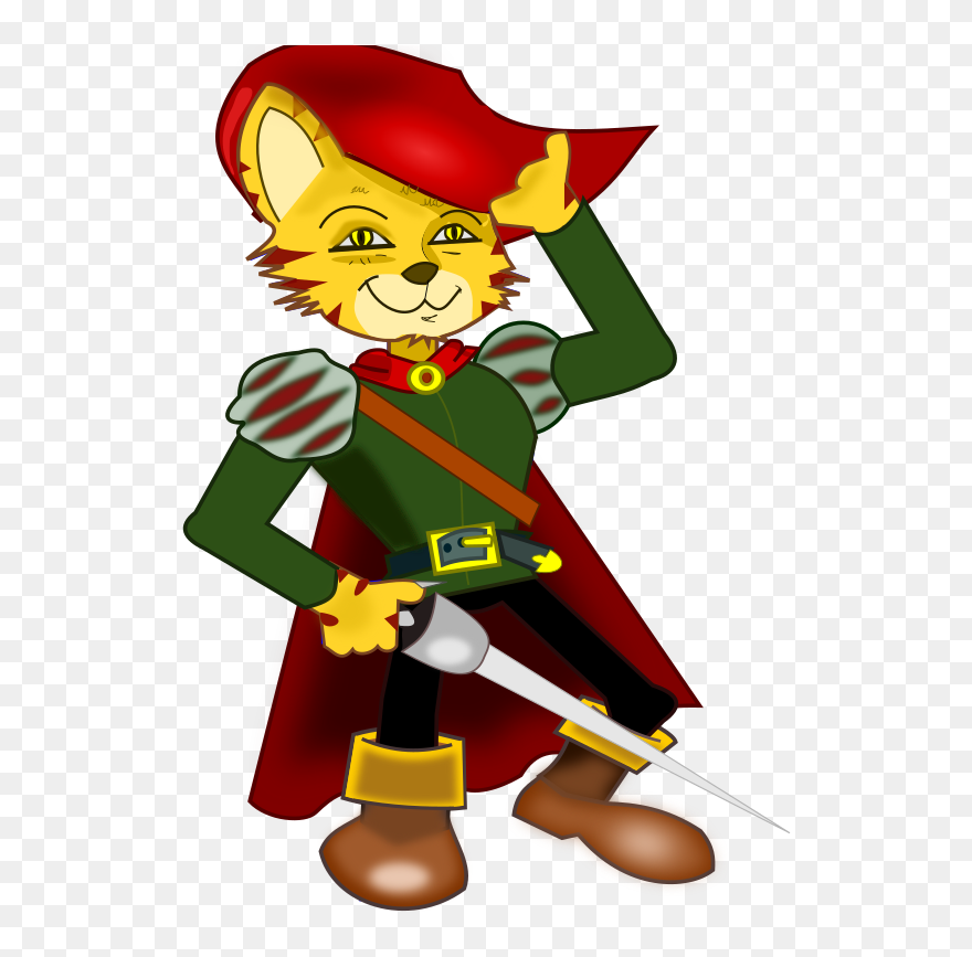Puss In Boots Clipart Sword - Cat With Boots Cartoon - Png Download