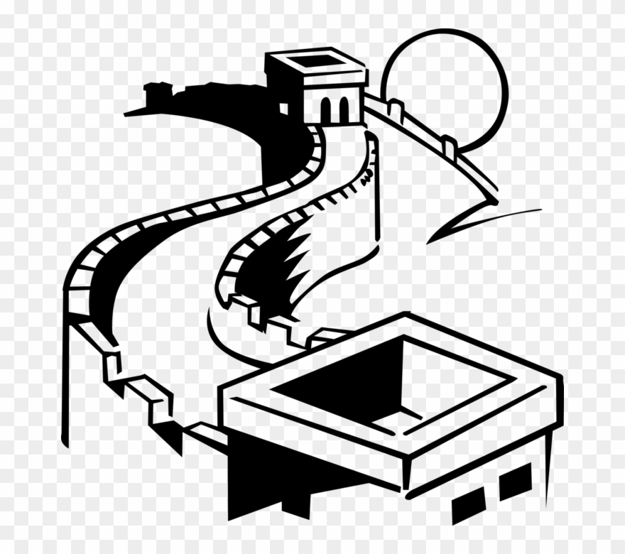 Vector Illustration Of Great Wall Of China Fortification - Wall Of China Vector Clipart