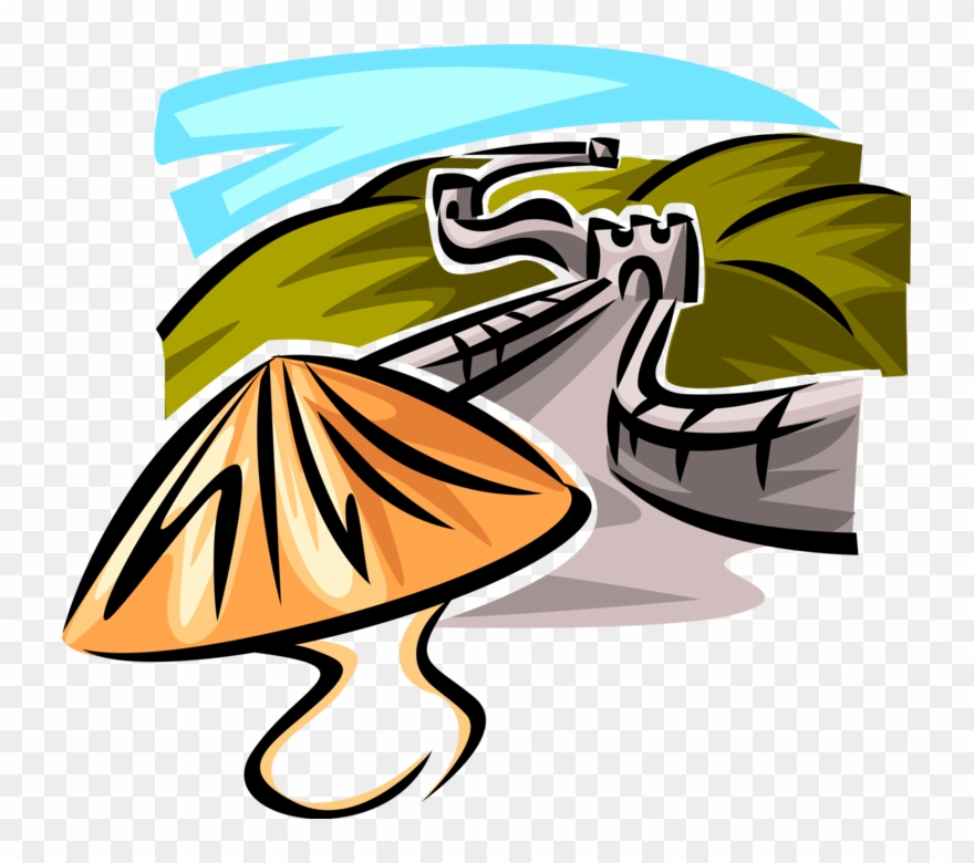 Vector Illustration Of Great Wall Of China Fortification Clipart