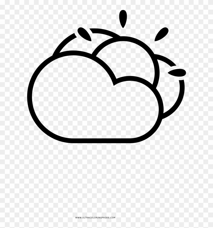 Partly Cloudy Coloring Page - Lluvia Con Sol Para Colorear Clipart