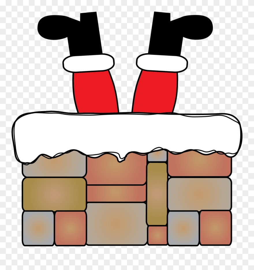Clipart Santa In Fireplace - Png Download
