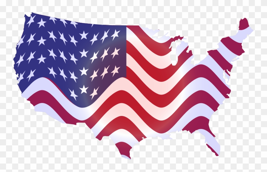 America Clipart Wavy - Wavy Us Flag Map - Png Download