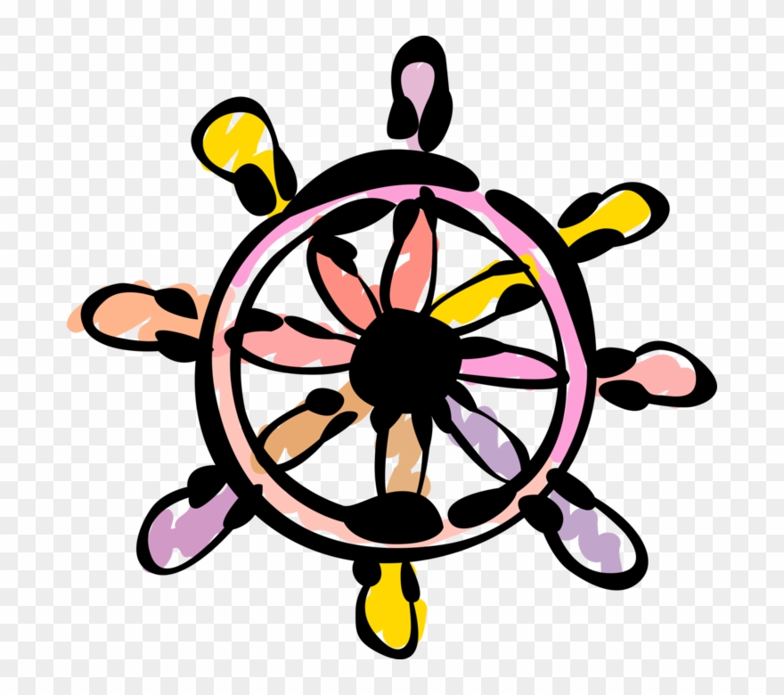 Vector Illustration Of Ship's Helm Wheel Or Boat's Clipart