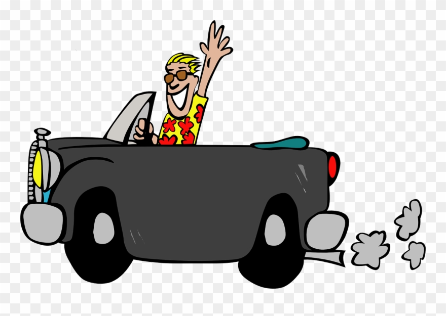 Man Car Fun - Driving Car Clip Art - Png Download