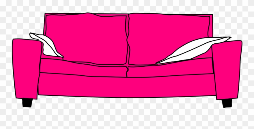 Sofa Clipart Animated - Cartoon Sofa With Pillows - Png Download