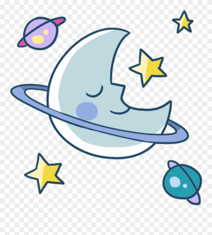Moon Cute Star Night Sleep Meteor Planet Colorful Galax - Sleep Clipart