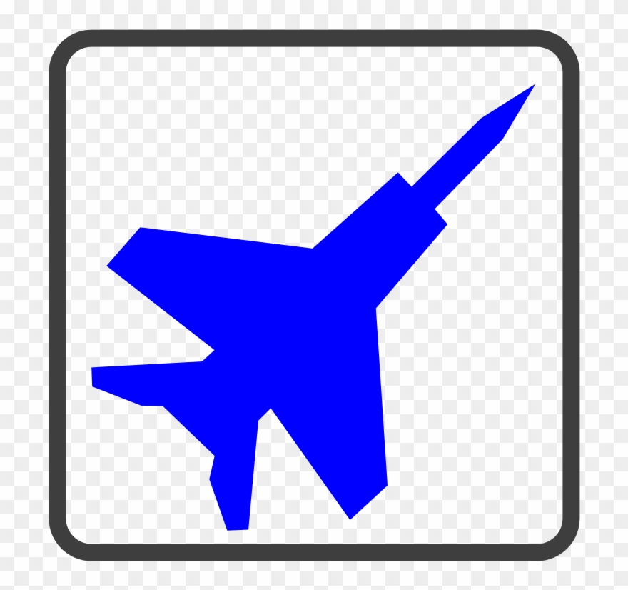 Fighter Jet Blue Icon - Jet Black White Clipart