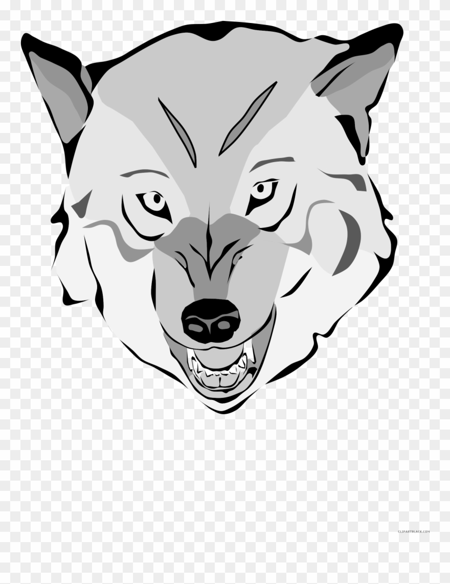 Wolf Face Animal Free Black White Clipart Images Clipartblack - Scary Wolf Shower Curtain - Png Download