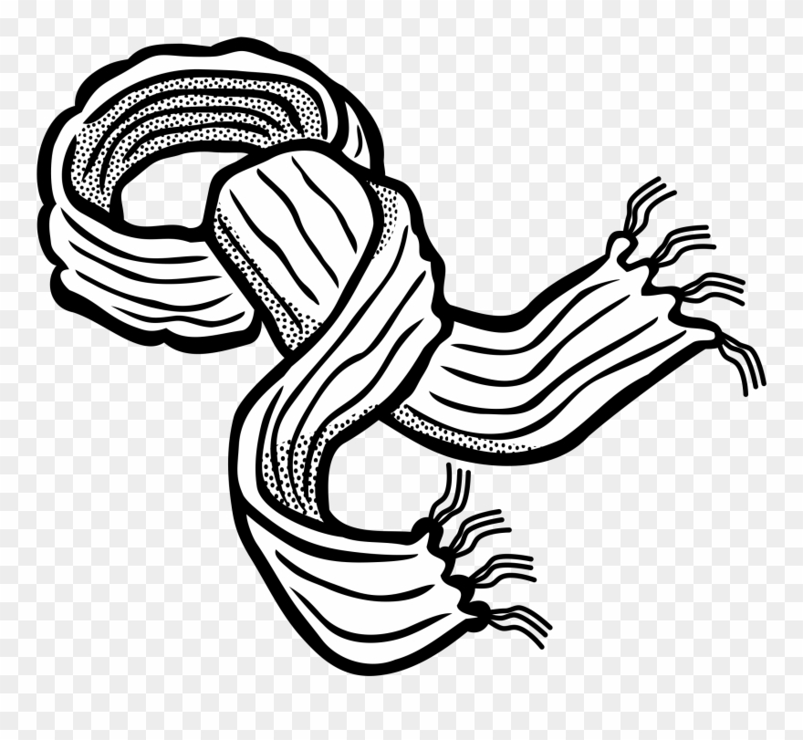 Scarf Clipart - Scarf Clipart Black And White - Png Download