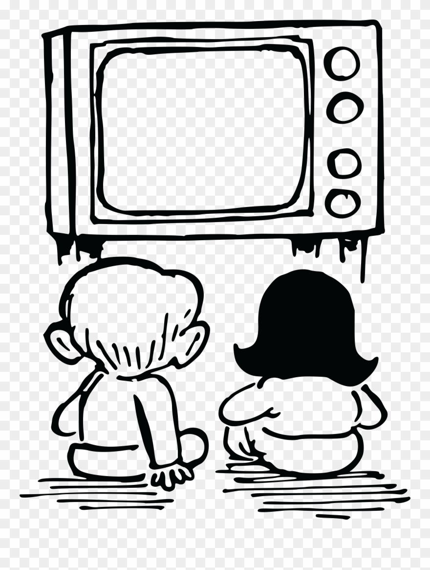 Free Clipart Of Kids Watching Tv - Watching Tv Drawing Easy - Png Download