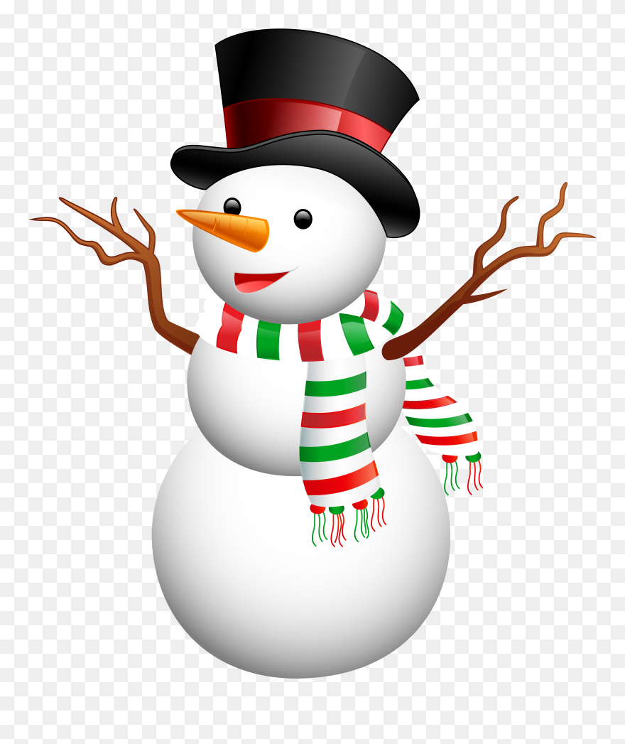 Snowman With Top Hat Png Clip Art Image - Snowman Transparent Png