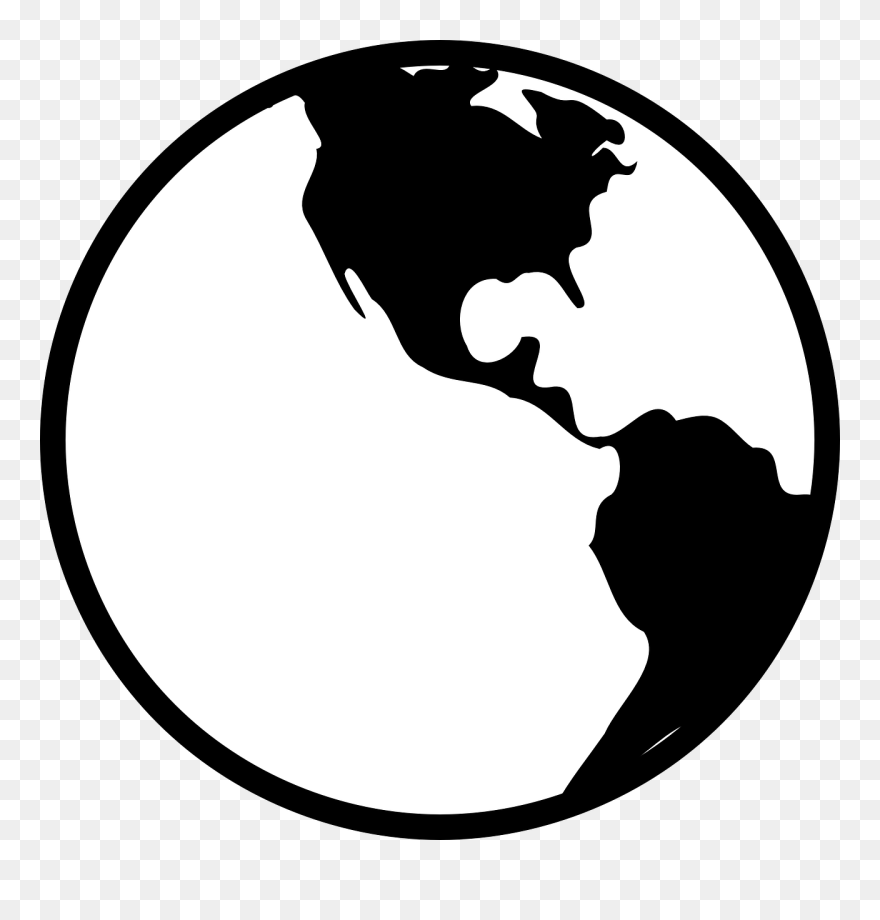 Simple Black And White Earth Clip Art At Clker Com - Earth Black And White Cartoon - Png Download