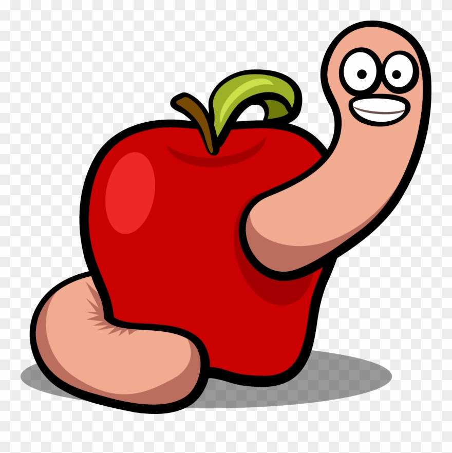 Clipart For Microsoft Word Apple Computer - Apple Worm Cartoon - Png Download