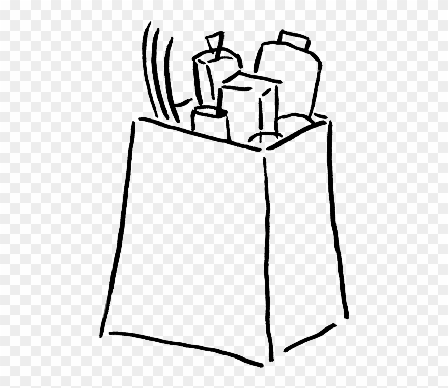 Groceries Clip Art - Shopping Bag Clipart Black And White - Png Download