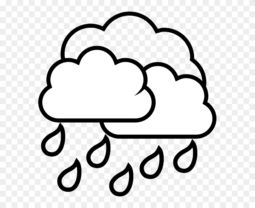 Water Black And White Water Drop Clipart Black And - Rain Cloud Coloring Pages - Png Download