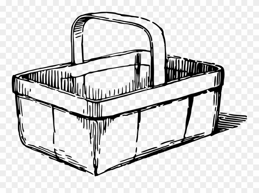 Drawing Picnic Baskets Line Art - Clip Art Basket - Png Download
