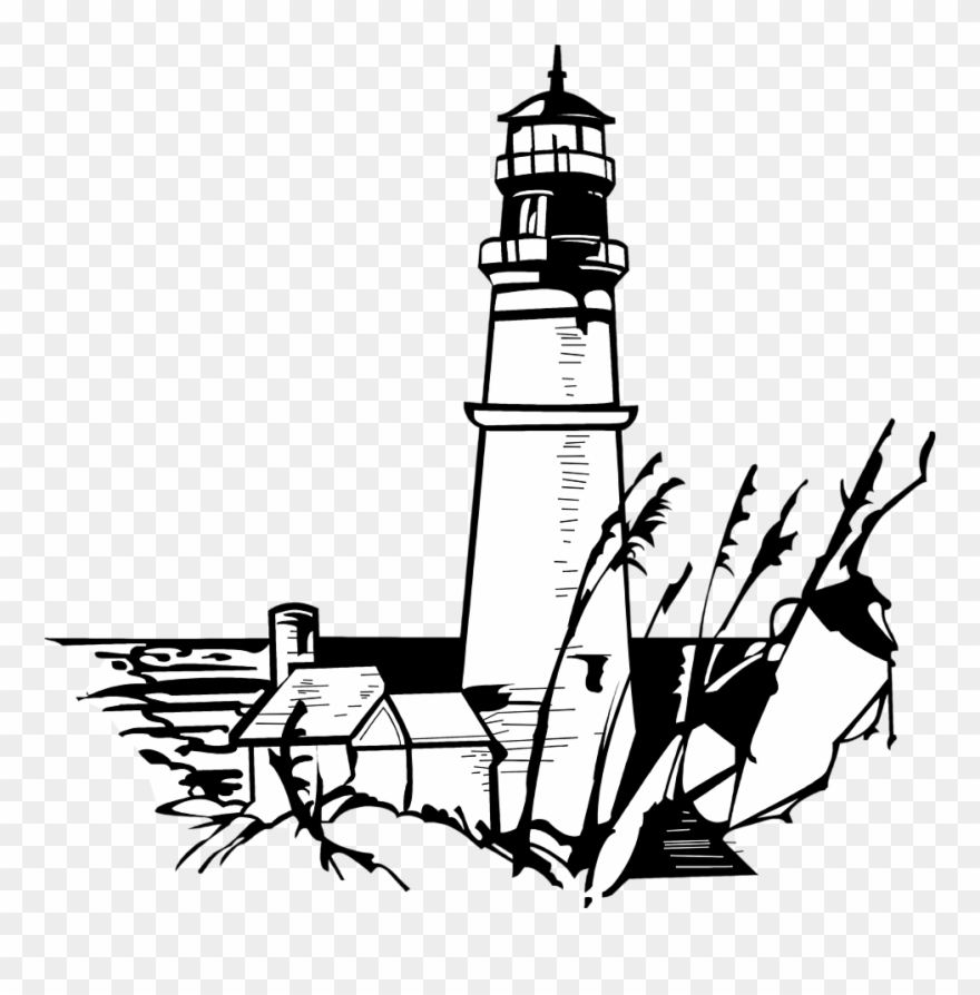 Lighhouse Clipart House - Black And White Lighthouse Art - Png Download