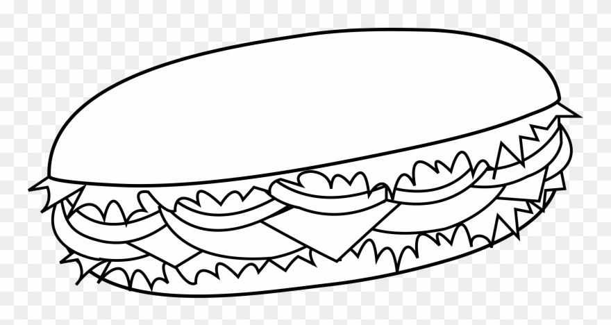 Cartoon Sub Sandwich Free Download Clip Art - Sandwich Black And White - Png Download