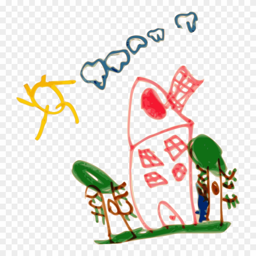 Kindergarten Drawing Of A House Clipart