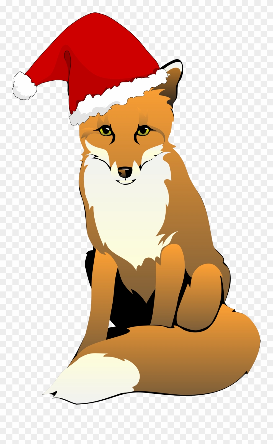 Fox Wearing Santa Hat - Fox With Christmas Hat Clipart