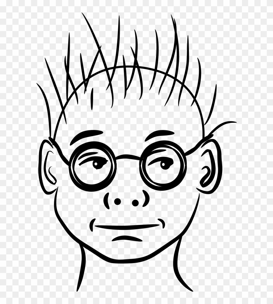 Line Face Boy Scientist Svg Vector File, Vector Clip - Face Of Boy With Specs Cartoon - Png Download