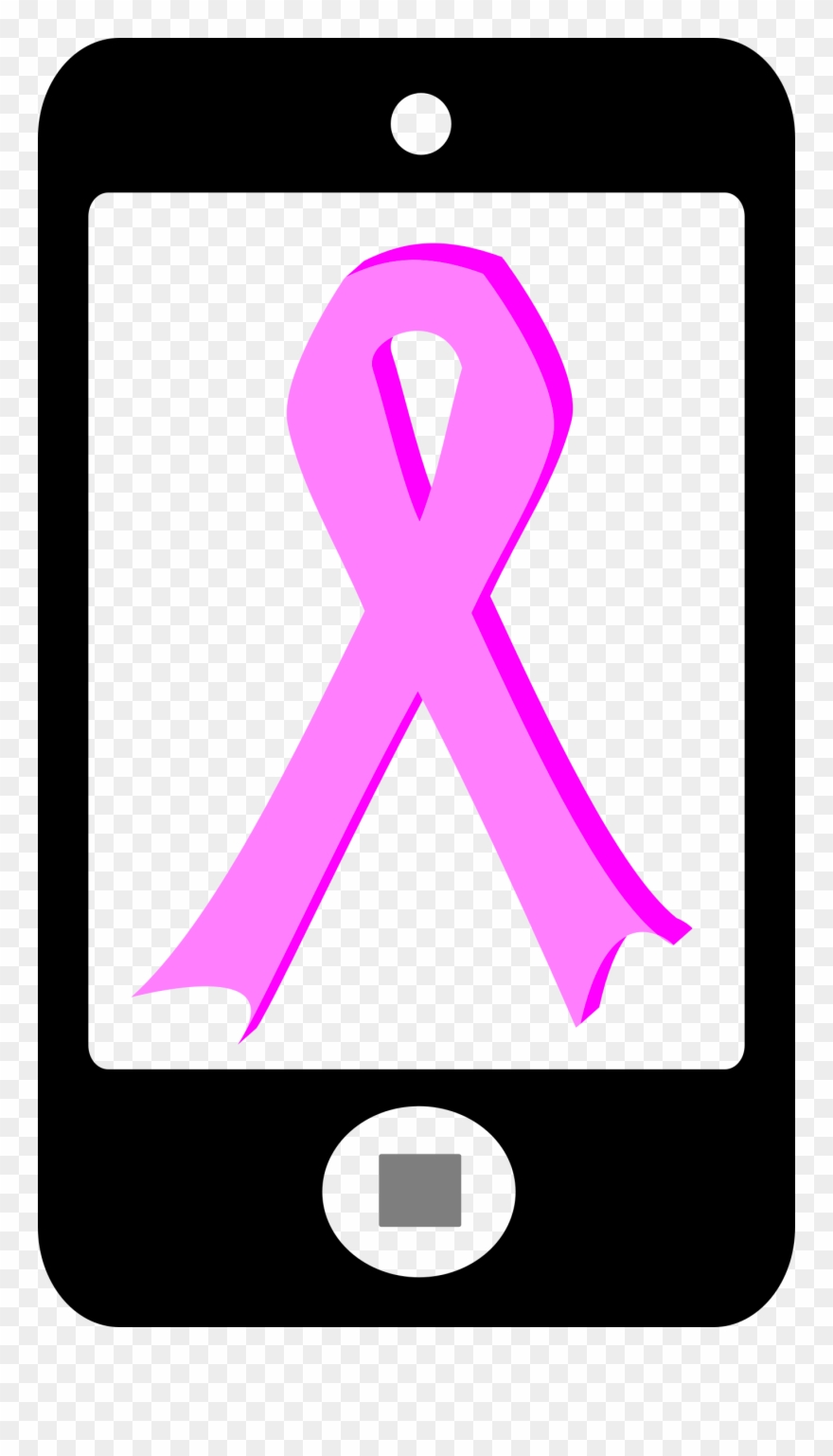 Phone With Pink Ribbon Clip Art - Mobile Phone - Png Download