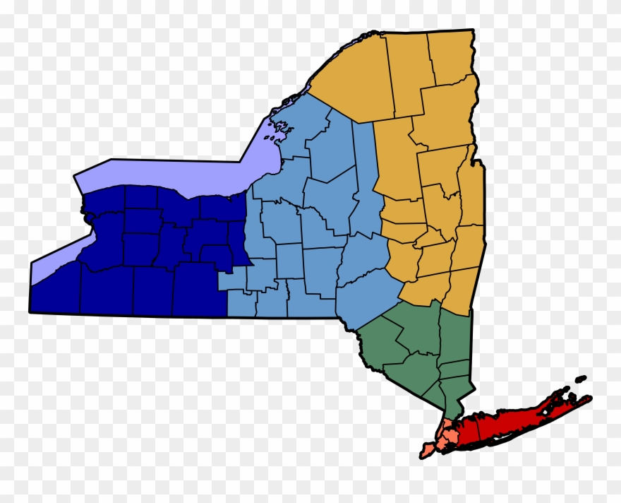 Map Of New York Highlighting Esg Regions - New York State Regions Clipart