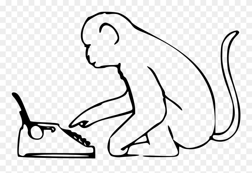 File - Typing Monkey - Svg - Wikimedia Commons - Monkey Drawing With Tail Clipart