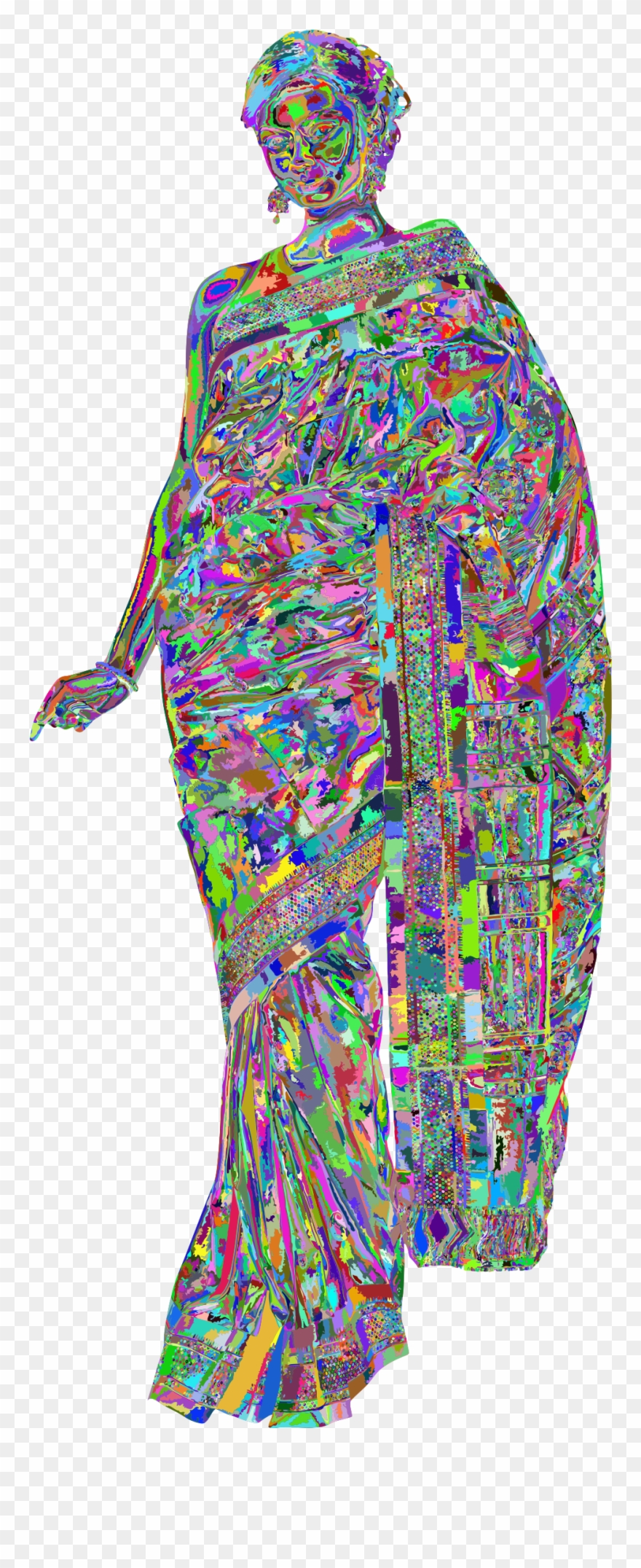 Saree Clipart Different - Drawing - Png Download