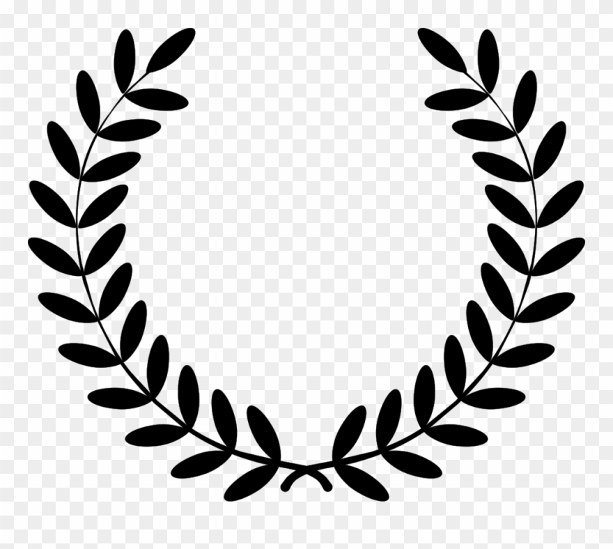 Clipart - Laurel Wreath - Leaf Wreath Black And White - Png Download