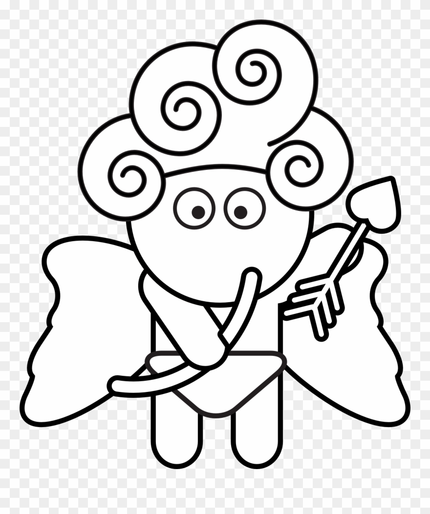 Studiofibonacci Cupid Black White Line Art 555px - Cupid Clip Art - Png Download
