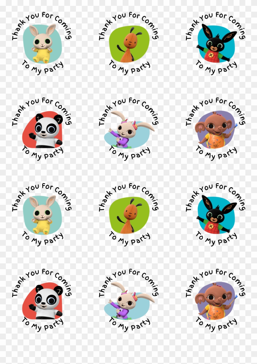 24 Bing Stickers - 15 Precut Bing Icing Cake Toppers Decals Decorations Clipart