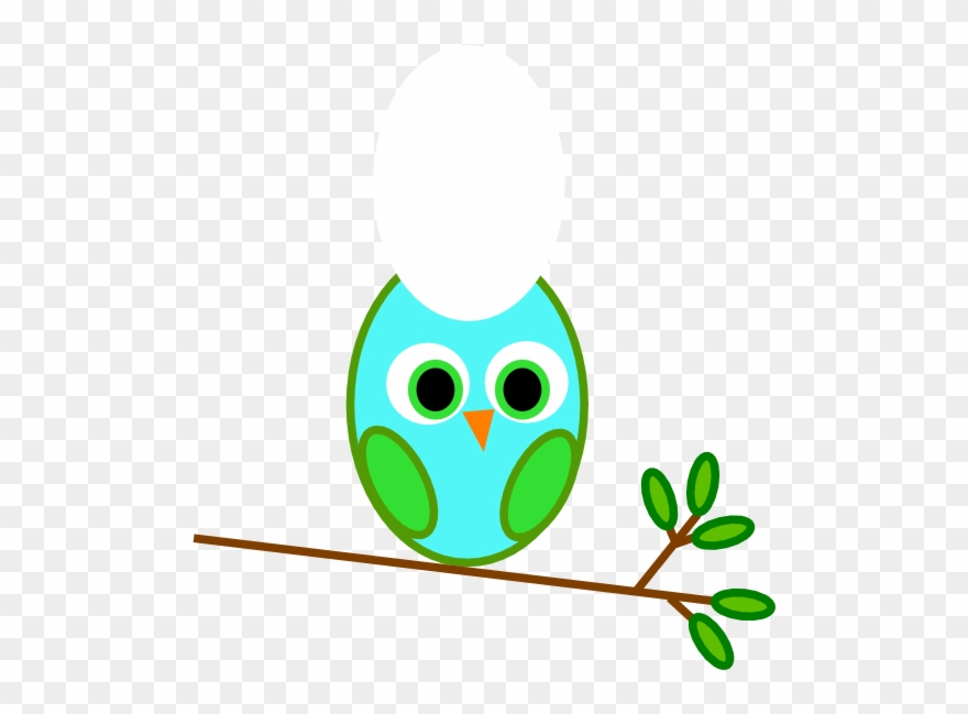 Blue Green Owl On A Branch Svg Clip Arts 600 X 568 - Png Download