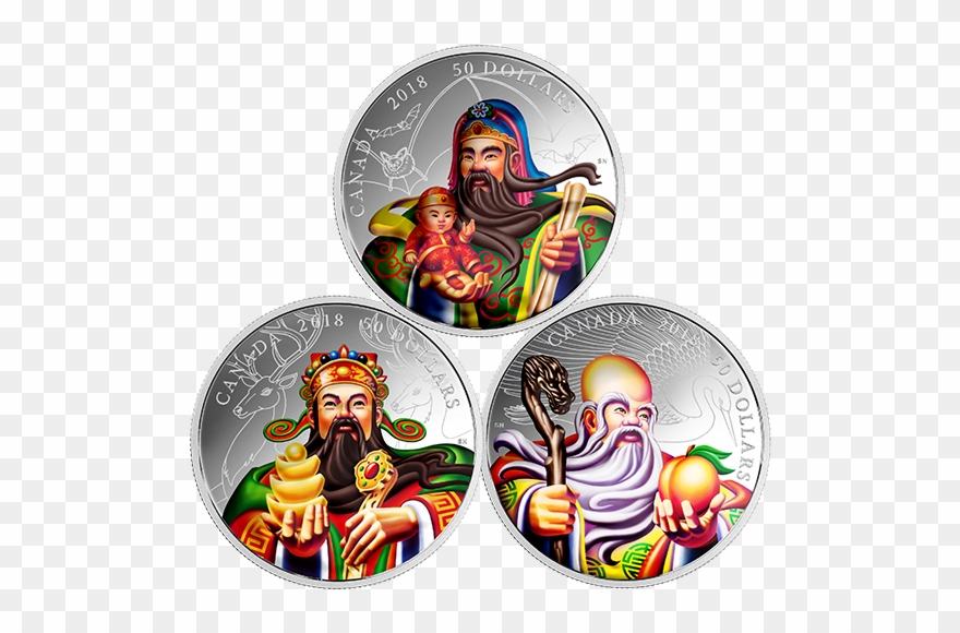 [2018 The San Xing Gods Silver 3-coin Set - San Xing Clipart
