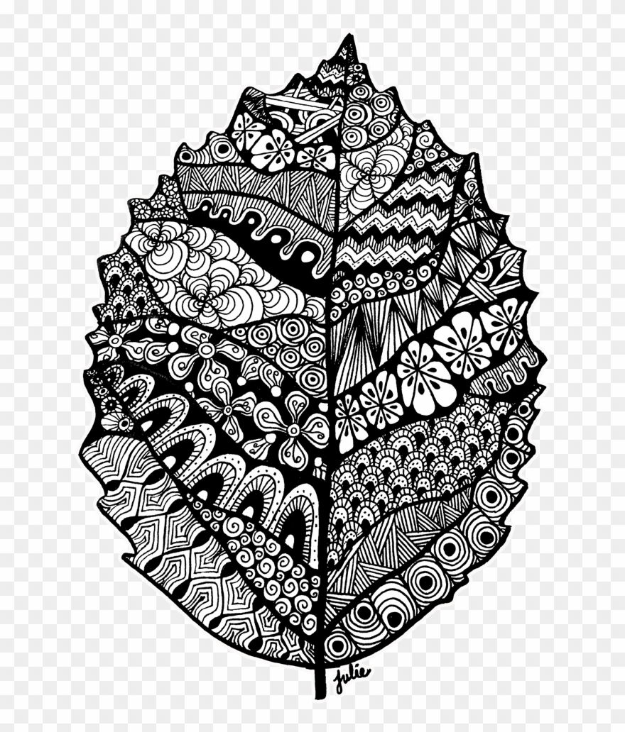 Drawing Raindrops Zentangle Picture Transparent Library - Leaf Zentangle Clipart