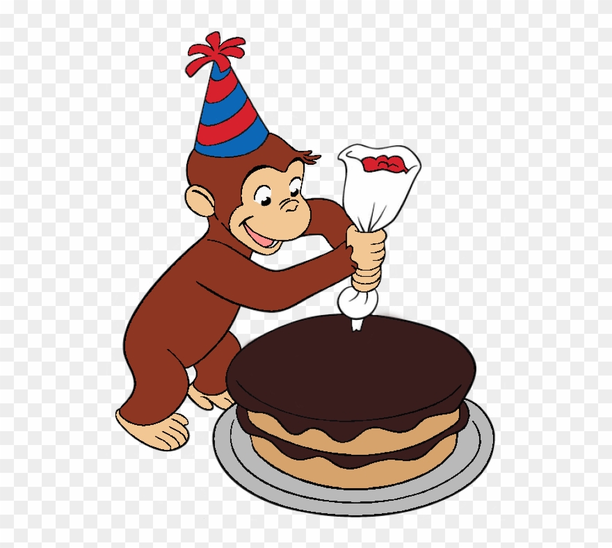 Curious George Decorated A Cake - Curious George Making Cake Clipart