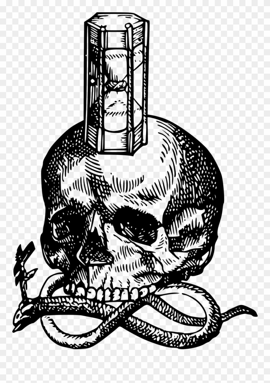 Medium Image - Skull Snake Hourglass Clipart