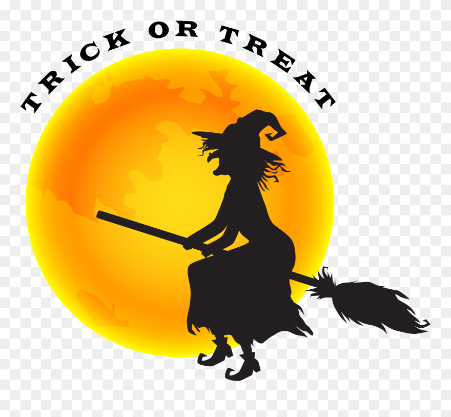 Sunset Clipart Halloween - Clipart Halloween Witch And Moon - Png Download