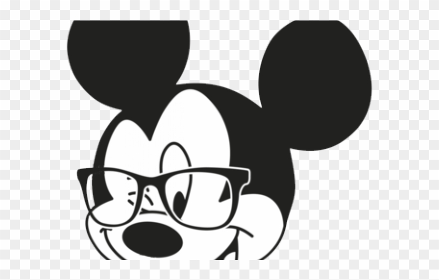 Glass Clipart Mickey Mouse - Mickey Mouse Face With Glasses - Png Download