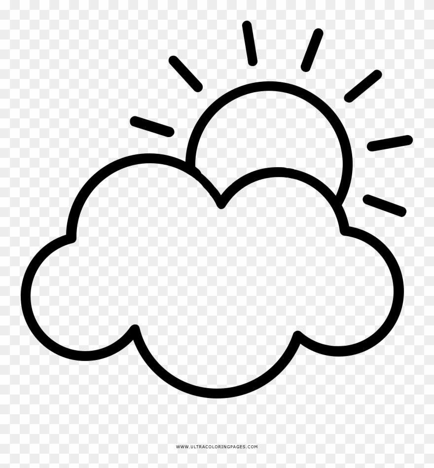 Partly Cloudy Coloring Page Clipart