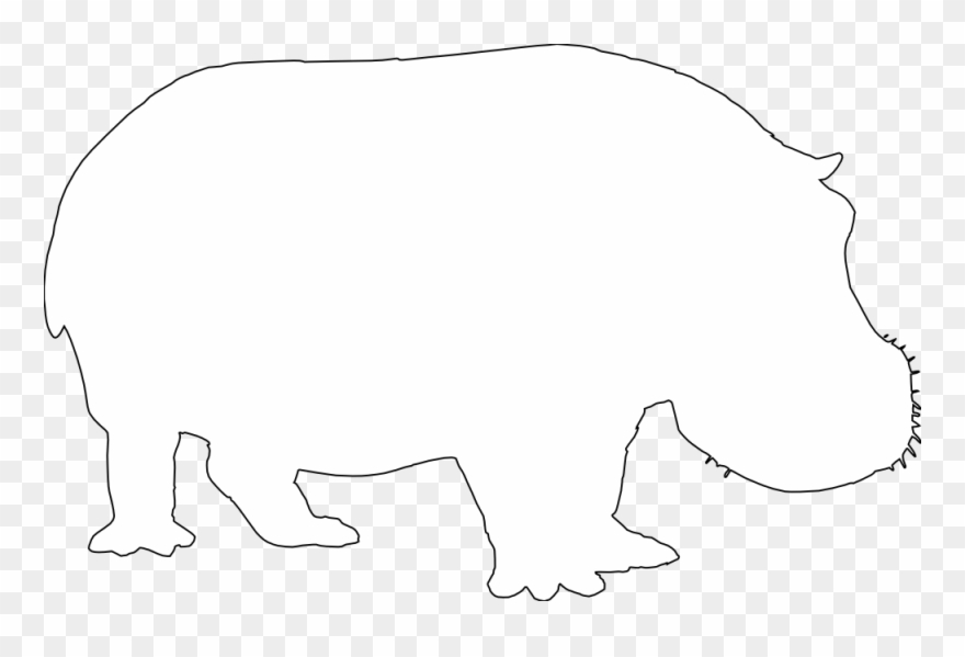 Hippo Silhouette Black White Line Art 999px 44 - Hippo Silhouette Black And White Clipart - Png Download