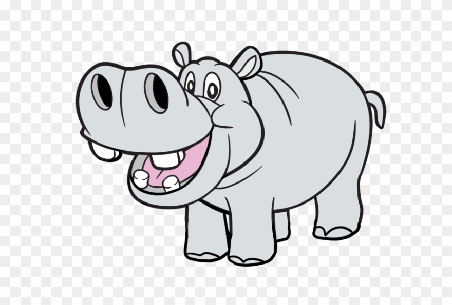Hippo Clipart Coloring - Hippo Clipart - Png Download
