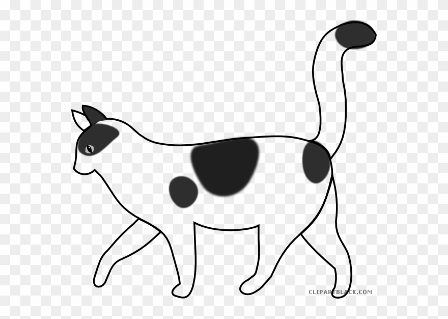 Cat Walking Animal Free Black White Images - Cat Cartoon Black And White Clipart