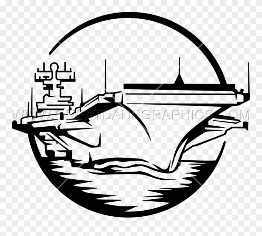 Aircraft Carrier Clipart Black And White - Black And White Aircraft Carrier - Png Download