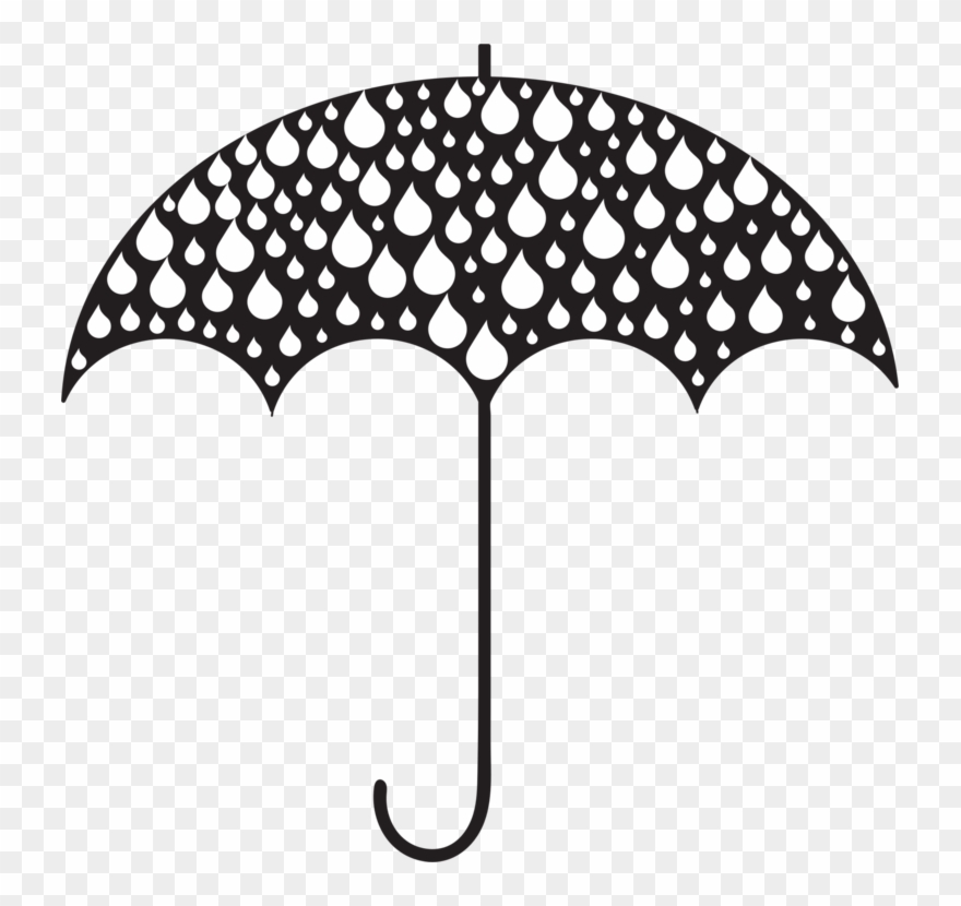 Rain Drop Silhouette Cloud Umbrella - Umbrella Rain Clipart Black And White - Png Download