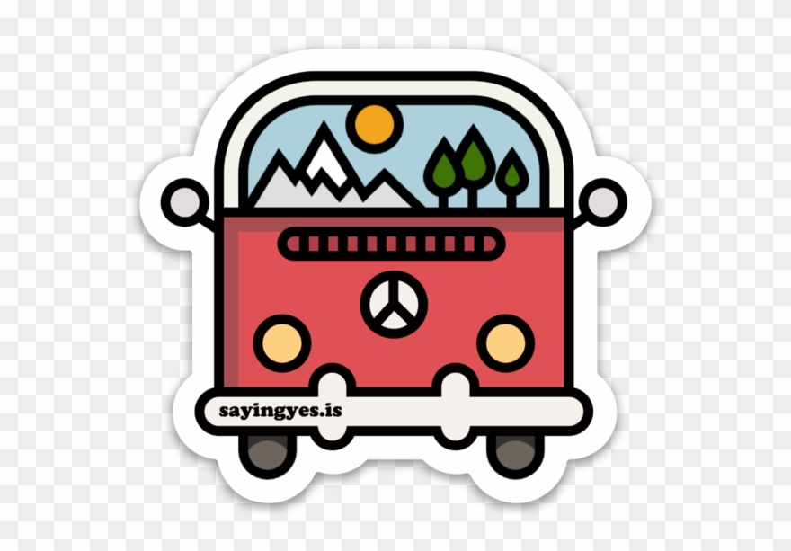 Mountains Vw Bus Sticker Clipart